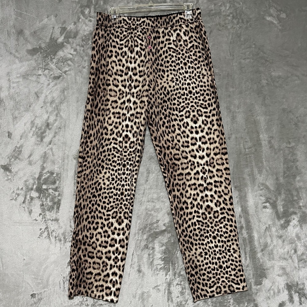 Kate Spade Pajama Pants Womens Size M Leopard Print Wide Leg Cotton Loungewear